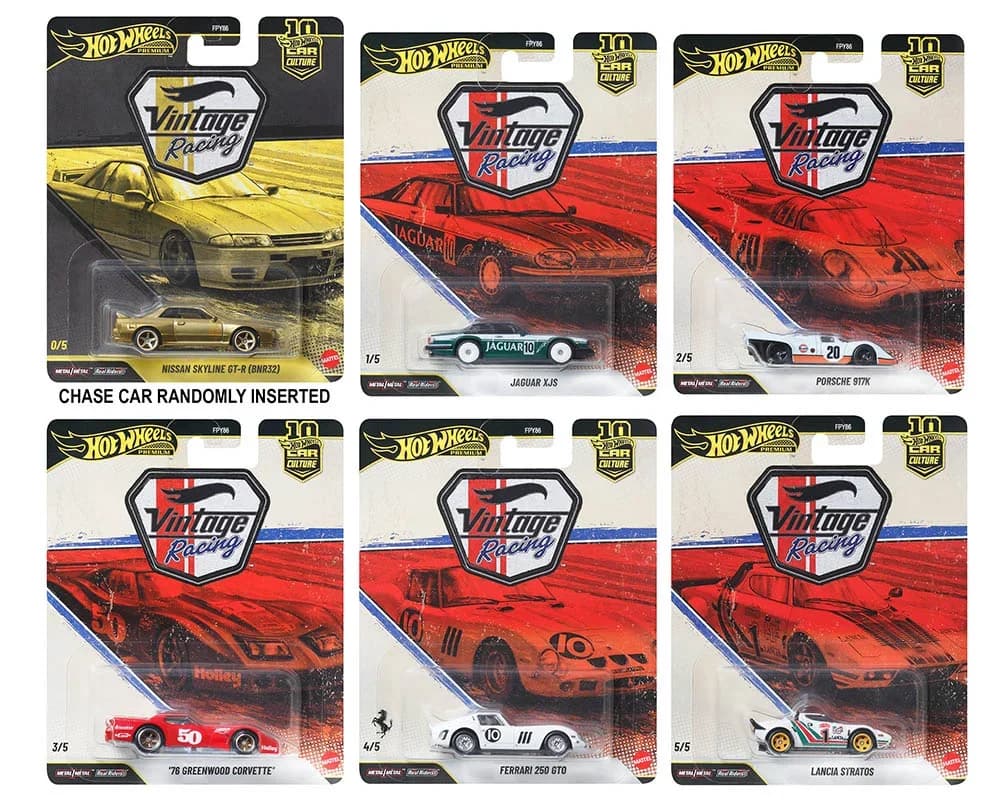 Hot Wheels Premium Car Culture 10th Anniversary 2026 T Case – Vintage Racing Assortment FPY86-961T